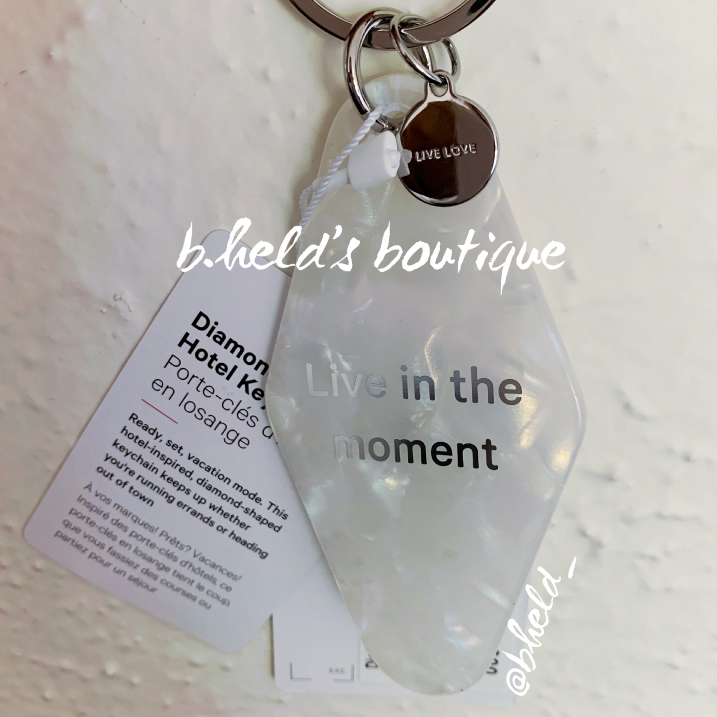 lululemon Diamond-Shaped Hotel Keychain in White Opal/Silverstone/Silver, One Size