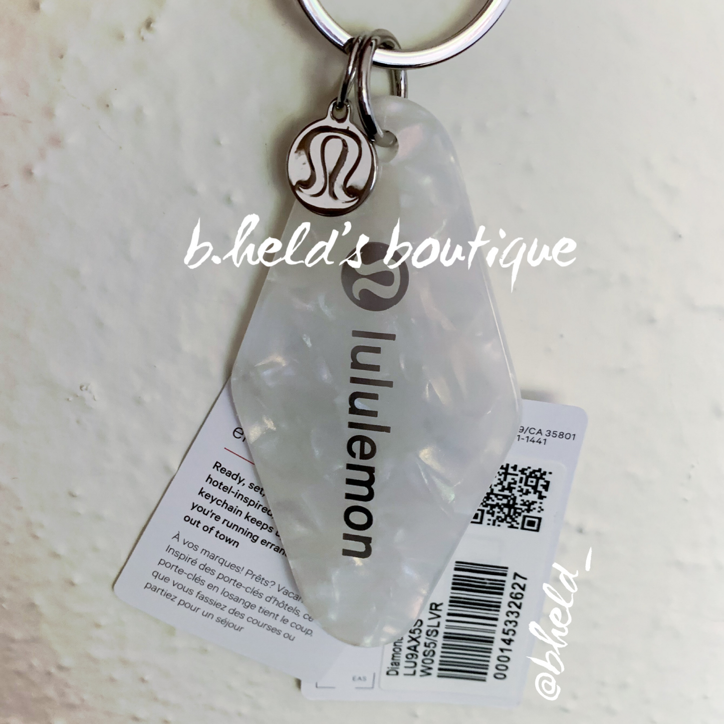 lululemon Diamond-Shaped Hotel Keychain in White Opal/Silverstone/Silver, One Size