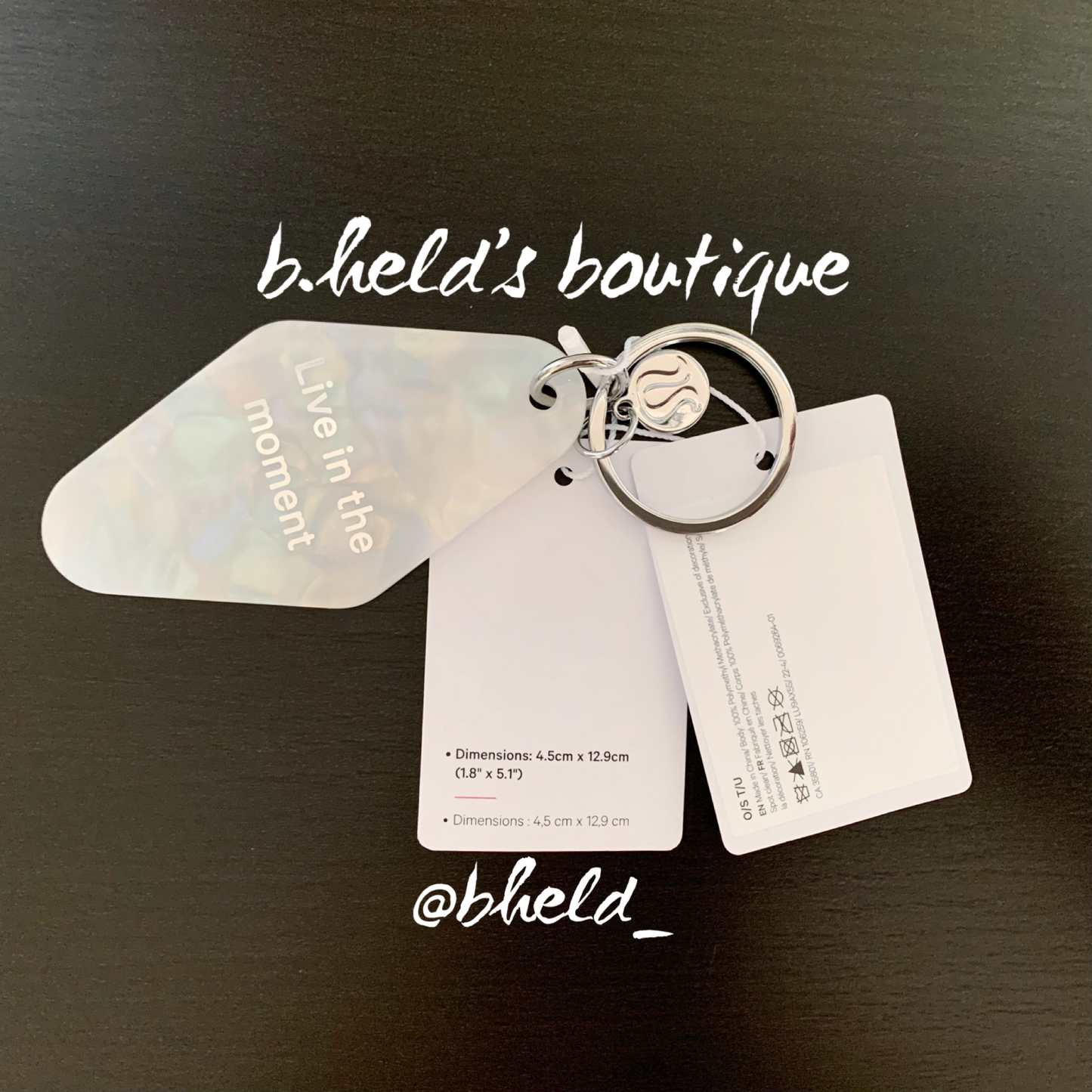 lululemon Diamond-Shaped Hotel Keychain in White Opal/Silverstone/Silver, One Size
