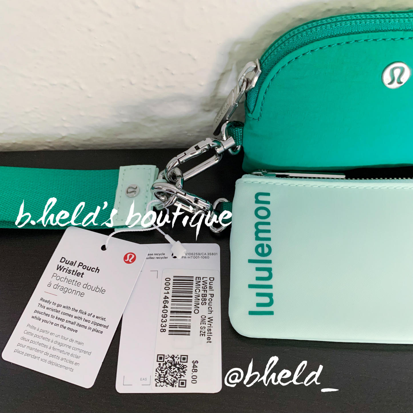 lululemon Dual Pouch Wristlet in Emerald Ice/Mint Moment, One Size