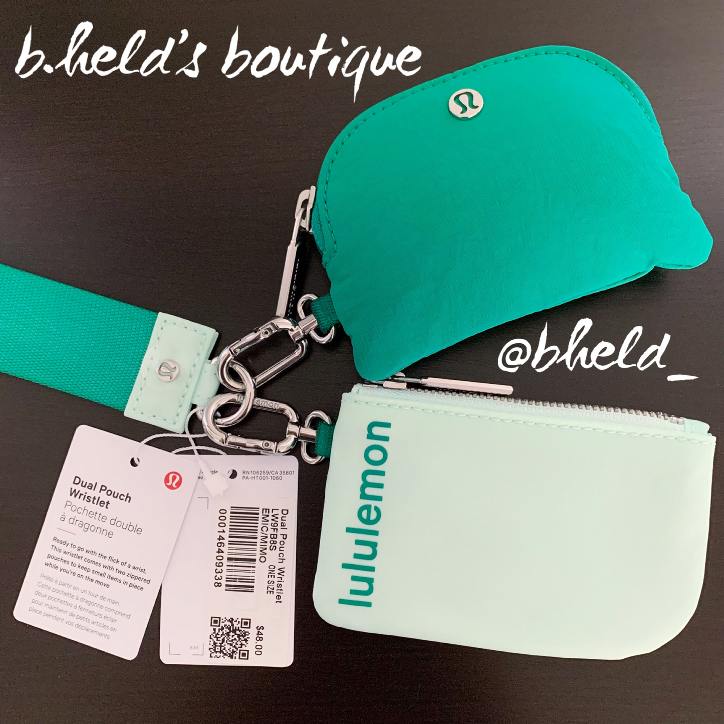 lululemon Dual Pouch Wristlet in Emerald Ice/Mint Moment, One Size