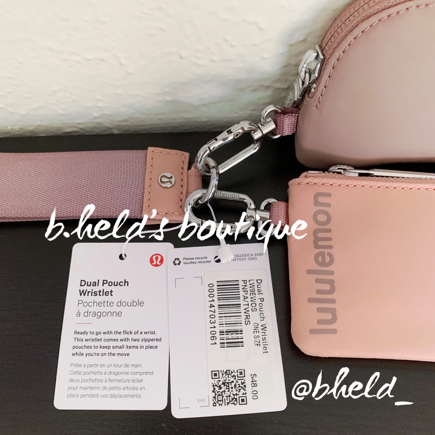 lululemon Dual Pouch Wristlet in Pink Pastel/Twilight Rose, One Size