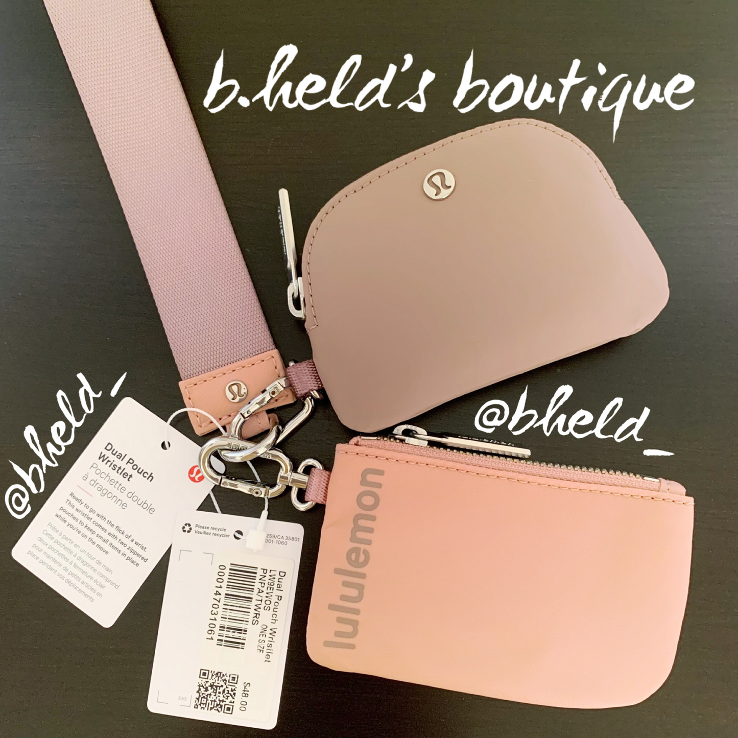 lululemon Dual Pouch Wristlet in Pink Pastel/Twilight Rose, One Size