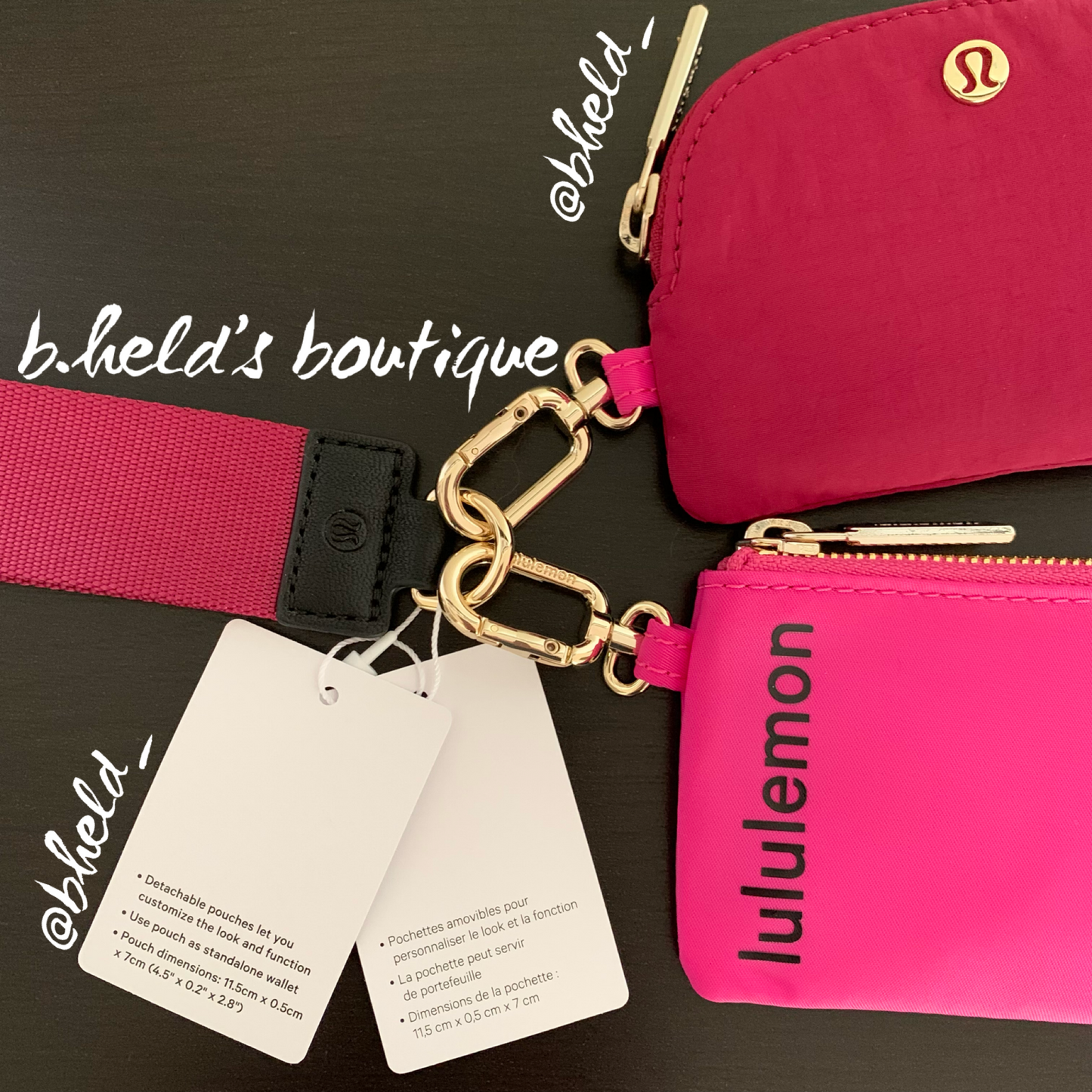 lululemon Dual Pouch Wristlet in Sonic Pink/Pomegranate/Black, One Size
