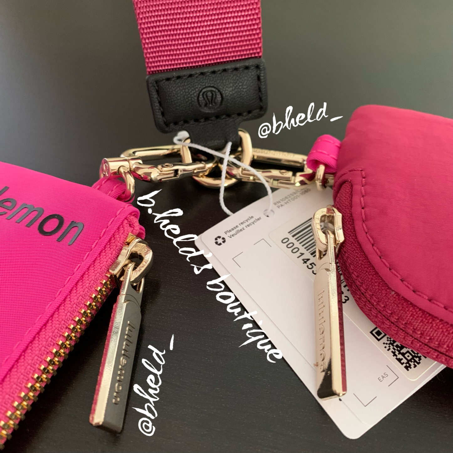 lululemon Dual Pouch Wristlet in Sonic Pink/Pomegranate/Black, One Size