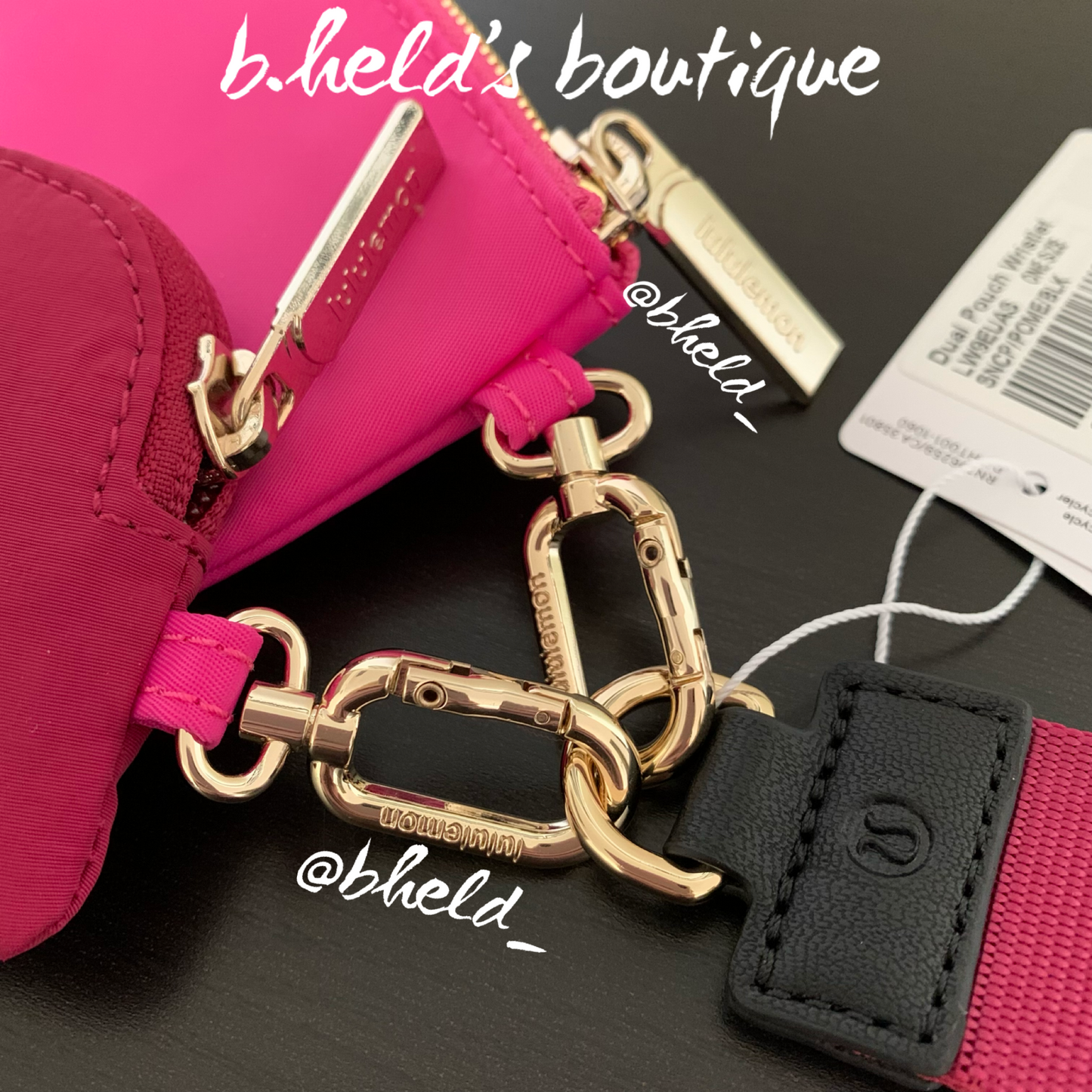 lululemon Dual Pouch Wristlet in Sonic Pink/Pomegranate/Black, One Size
