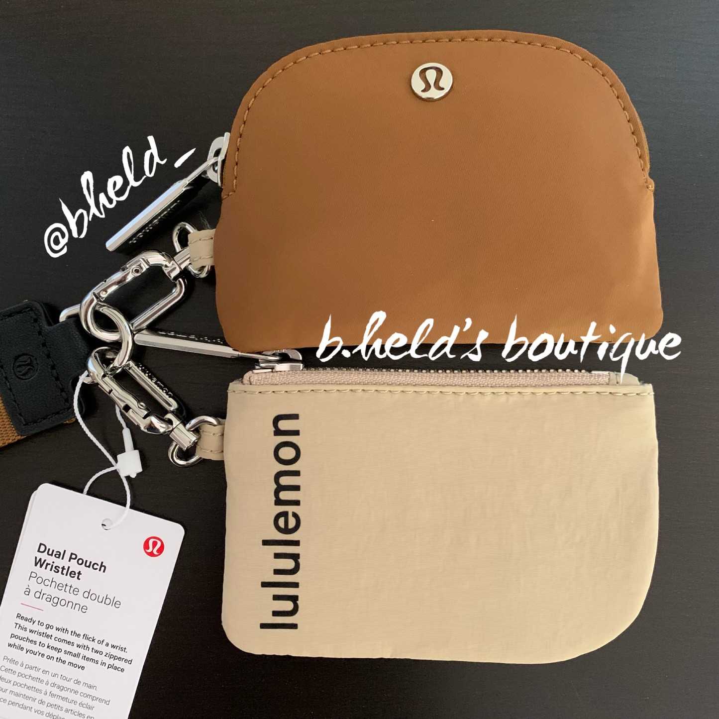lululemon Dual Pouch Wristlet in Trench/Burnt Caramel/Black, One Size