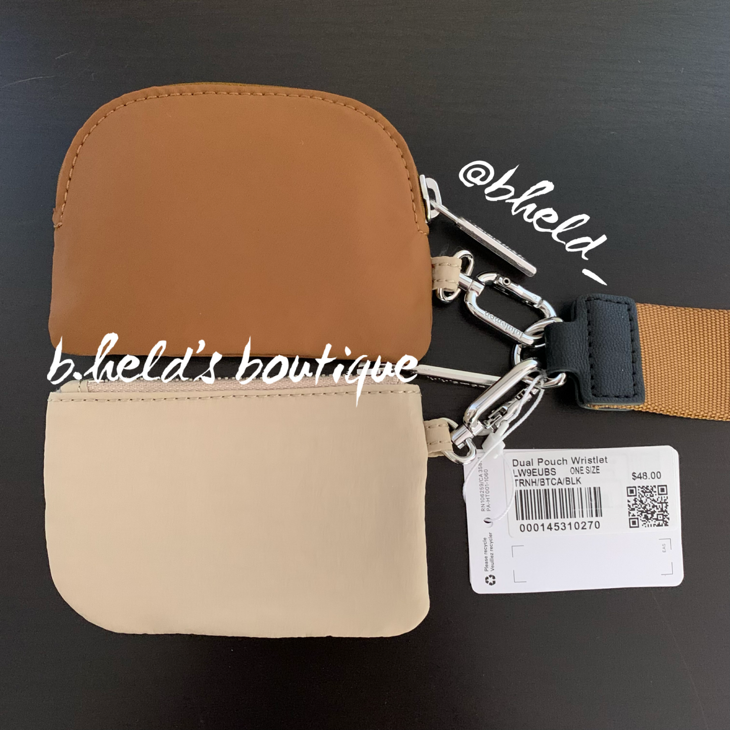 lululemon Dual Pouch Wristlet in Trench/Burnt Caramel/Black, One Size