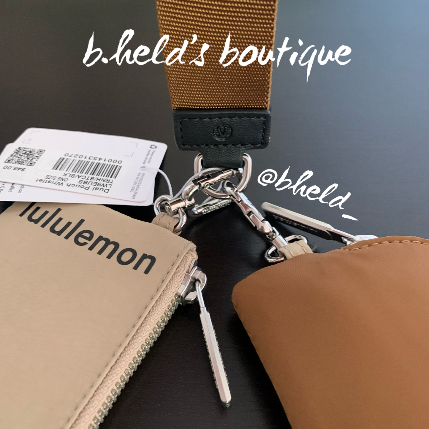 lululemon Dual Pouch Wristlet in Trench/Burnt Caramel/Black, One Size