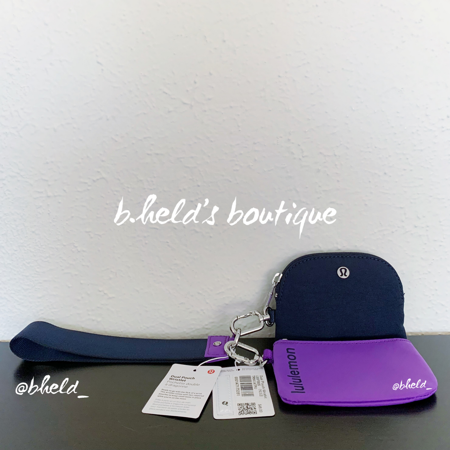 lululemon Dual Pouch Wristlet in True Navy/Atomic Purple, One Size