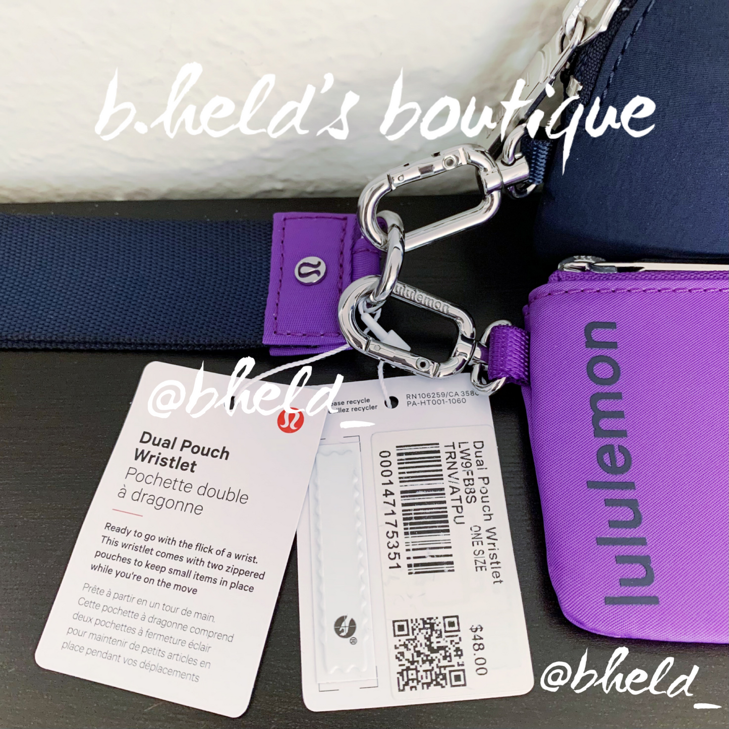 lululemon Dual Pouch Wristlet in True Navy/Atomic Purple, One Size
