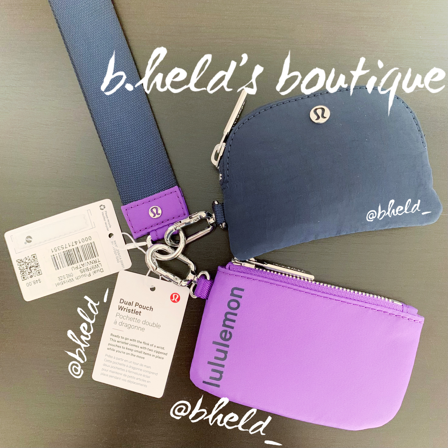lululemon Dual Pouch Wristlet in True Navy/Atomic Purple, One Size
