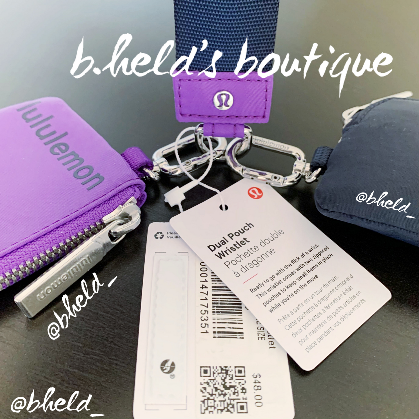 lululemon Dual Pouch Wristlet in True Navy/Atomic Purple, One Size