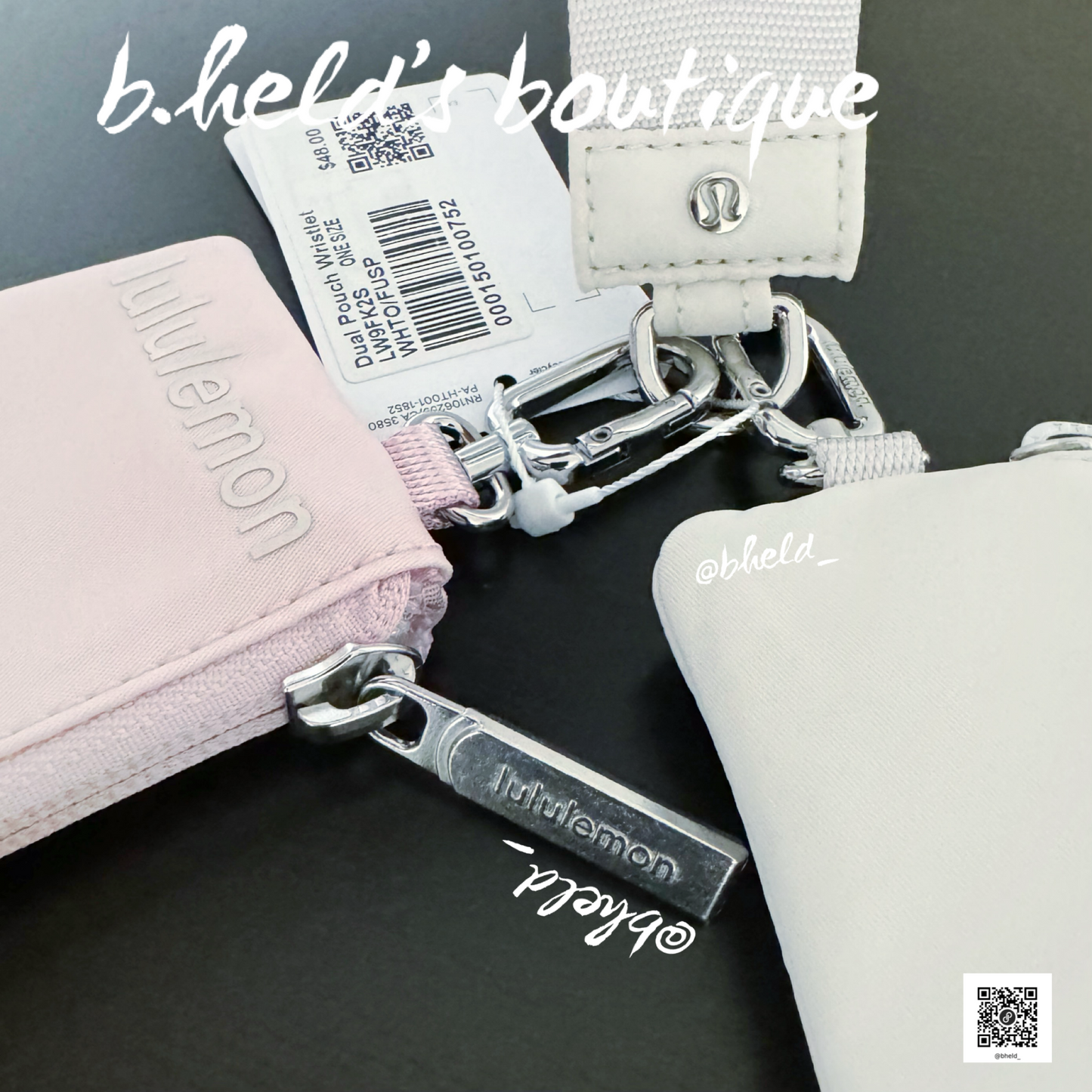 lululemon Dual Pouch Wristlet in White Opal/Flush Pink, One Size