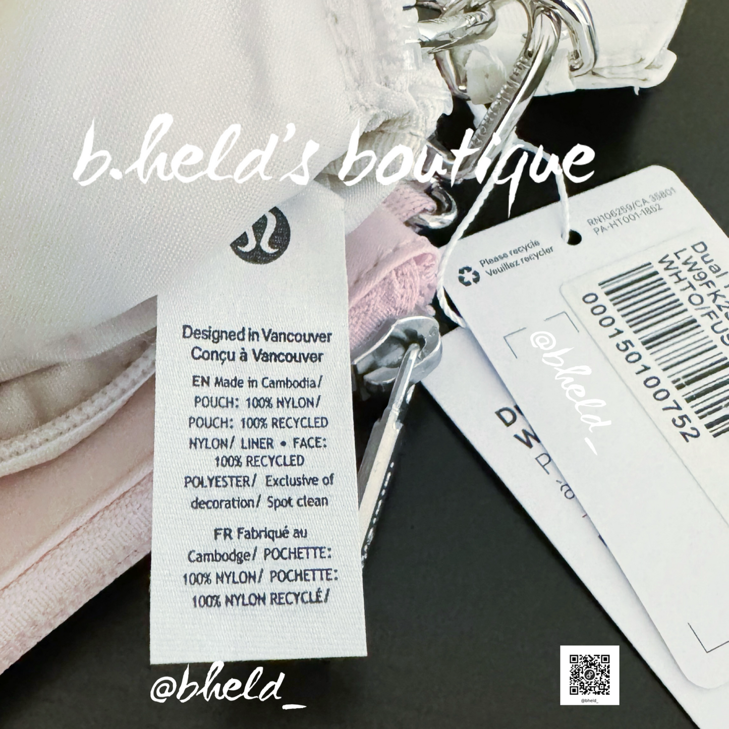 lululemon Dual Pouch Wristlet in White Opal/Flush Pink, One Size