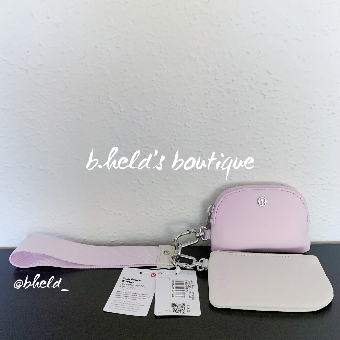 lululemon Dual Pouch Wristlet in White Opal/Meadowsweet Pink, One Size