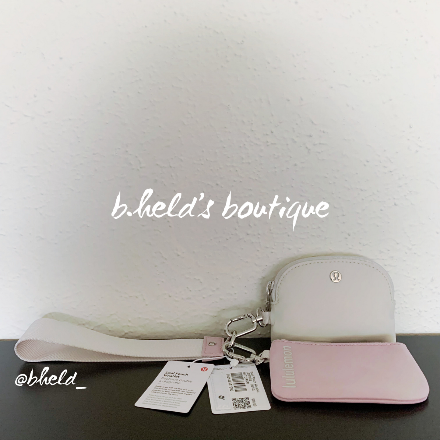 lululemon Dual Pouch Wristlet in White Opal/Pink Peony, One Size