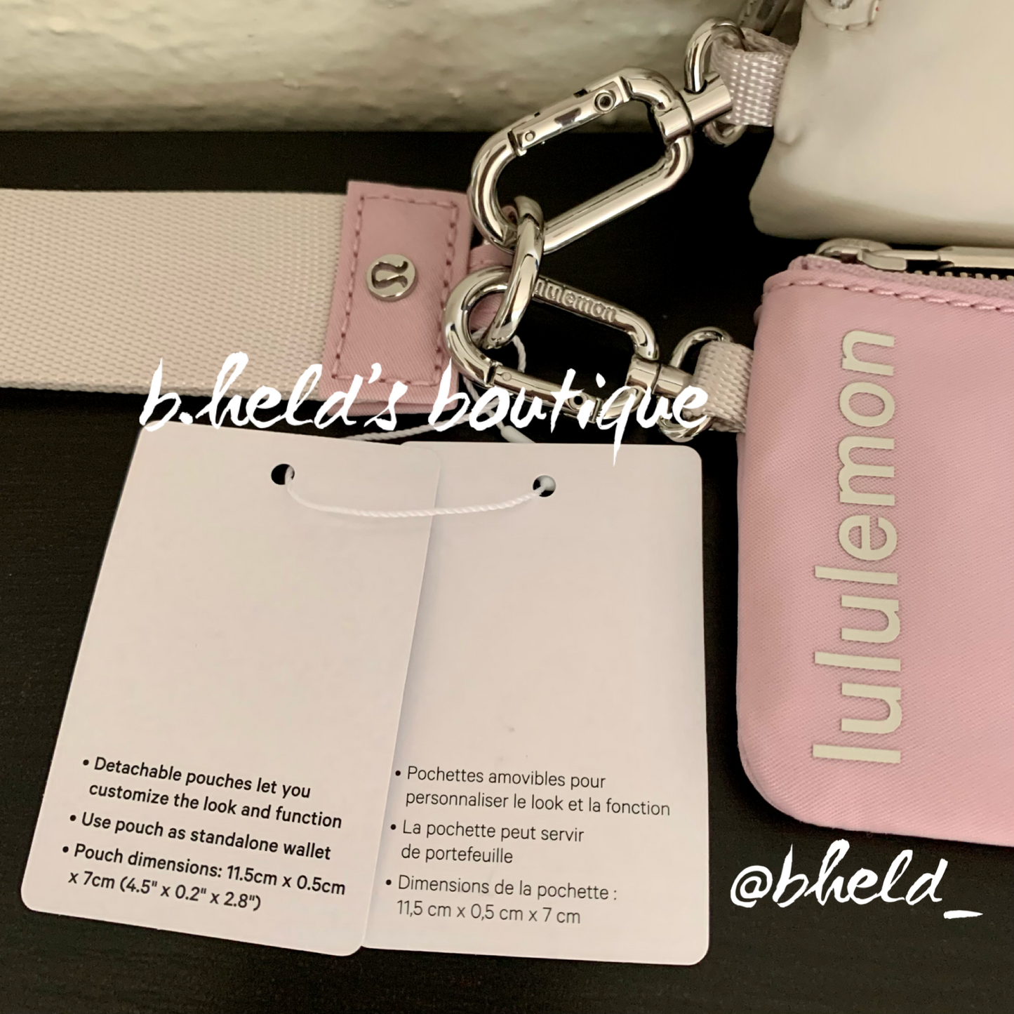 lululemon Dual Pouch Wristlet in White Opal/Pink Peony, One Size