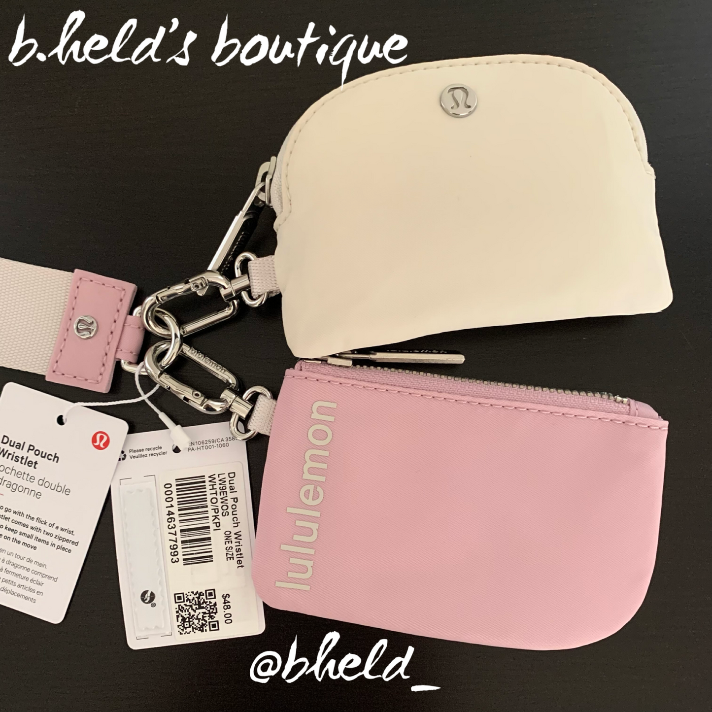 lululemon Dual Pouch Wristlet in White Opal/Pink Peony, One Size