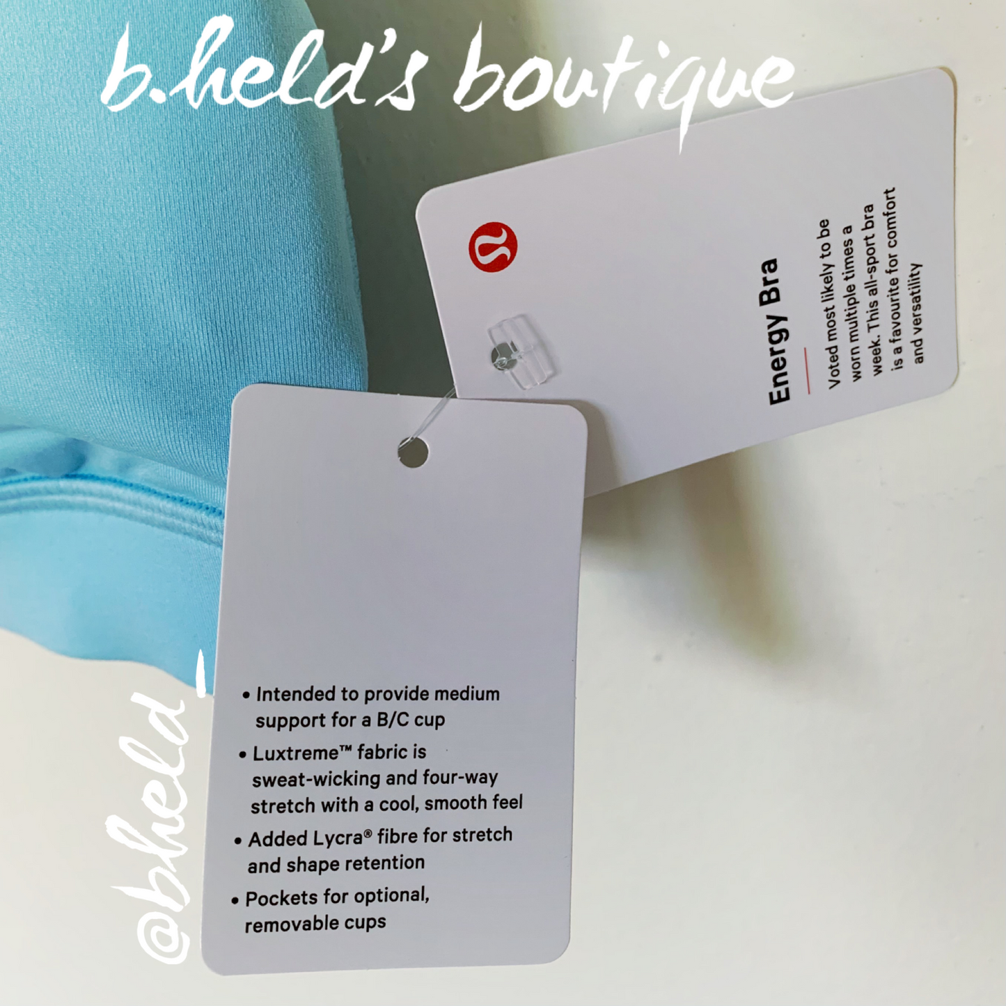 lululemon Energy Bra in Blue Chill, Size 4