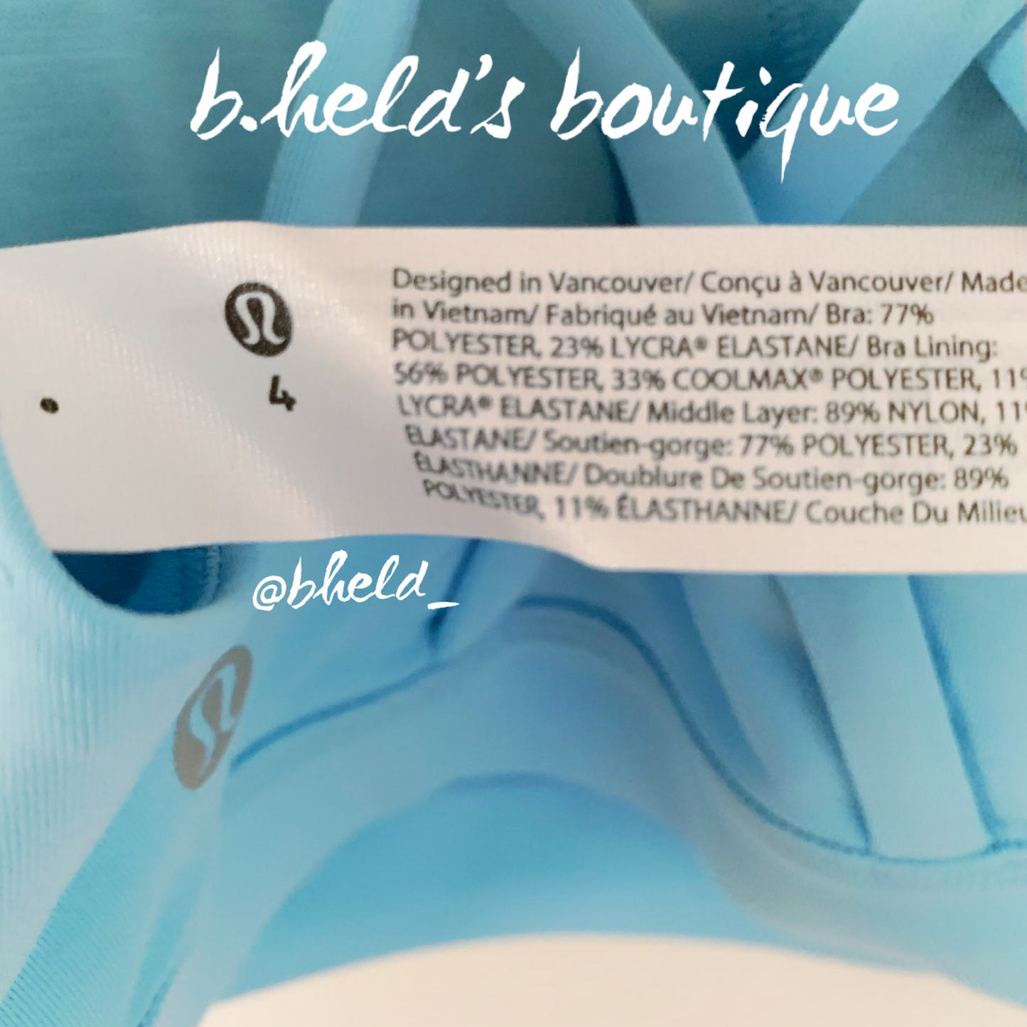 lululemon Energy Bra in Blue Chill, Size 4