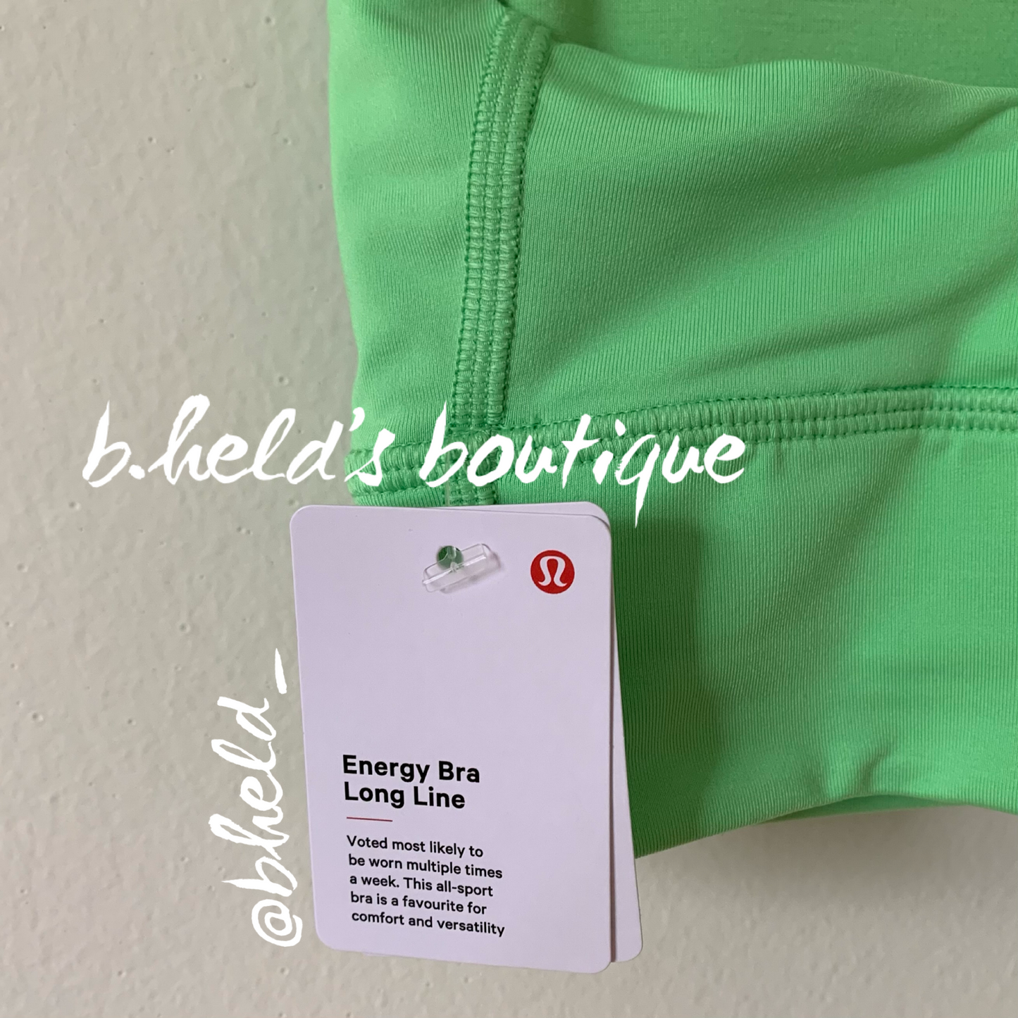 lululemon Energy Bra Long Line in Scream Green Light, Size 4
