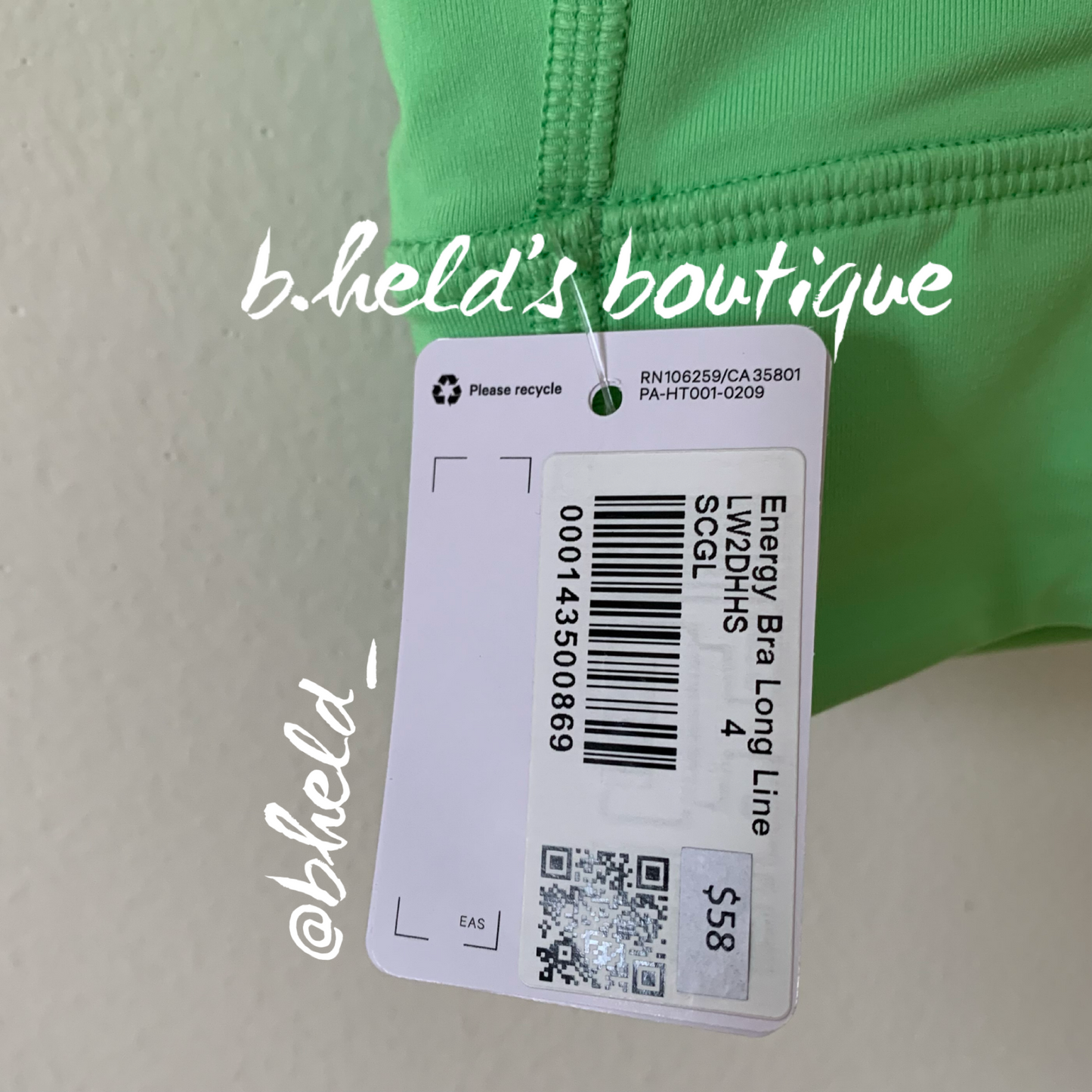 lululemon Energy Bra Long Line in Scream Green Light, Size 4