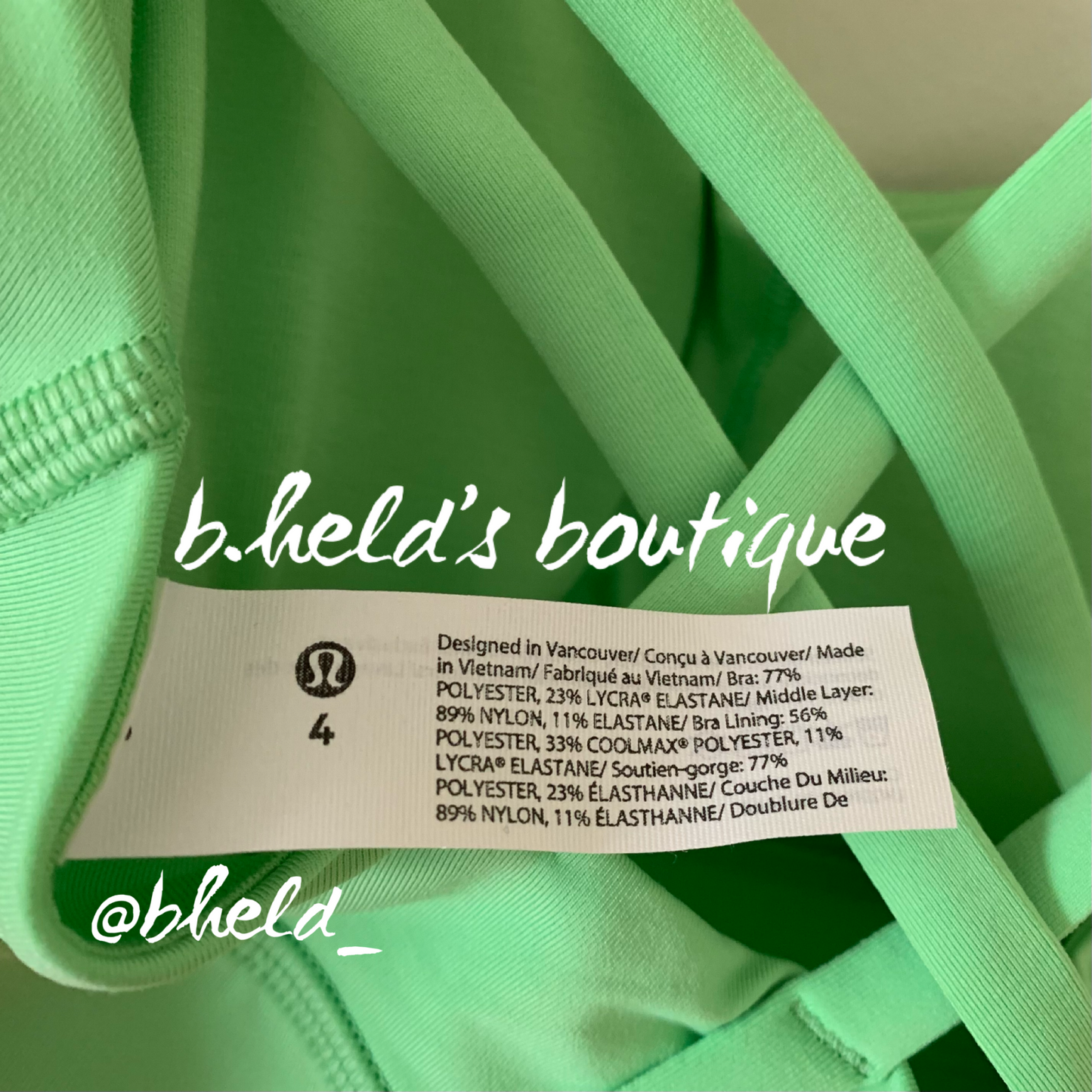 lululemon Energy Bra Long Line in Scream Green Light, Size 4