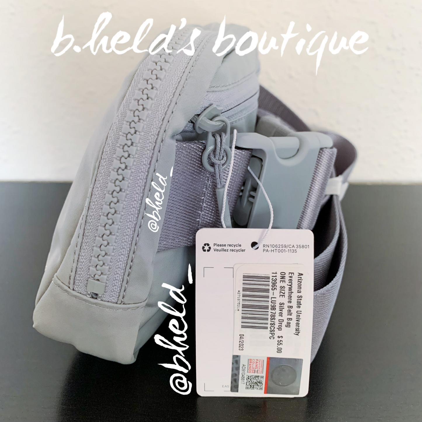 lululemon Everywhere Belt Bag (1 L) in Silver Drop with ASU Sun Devils Fork Logo, One Size