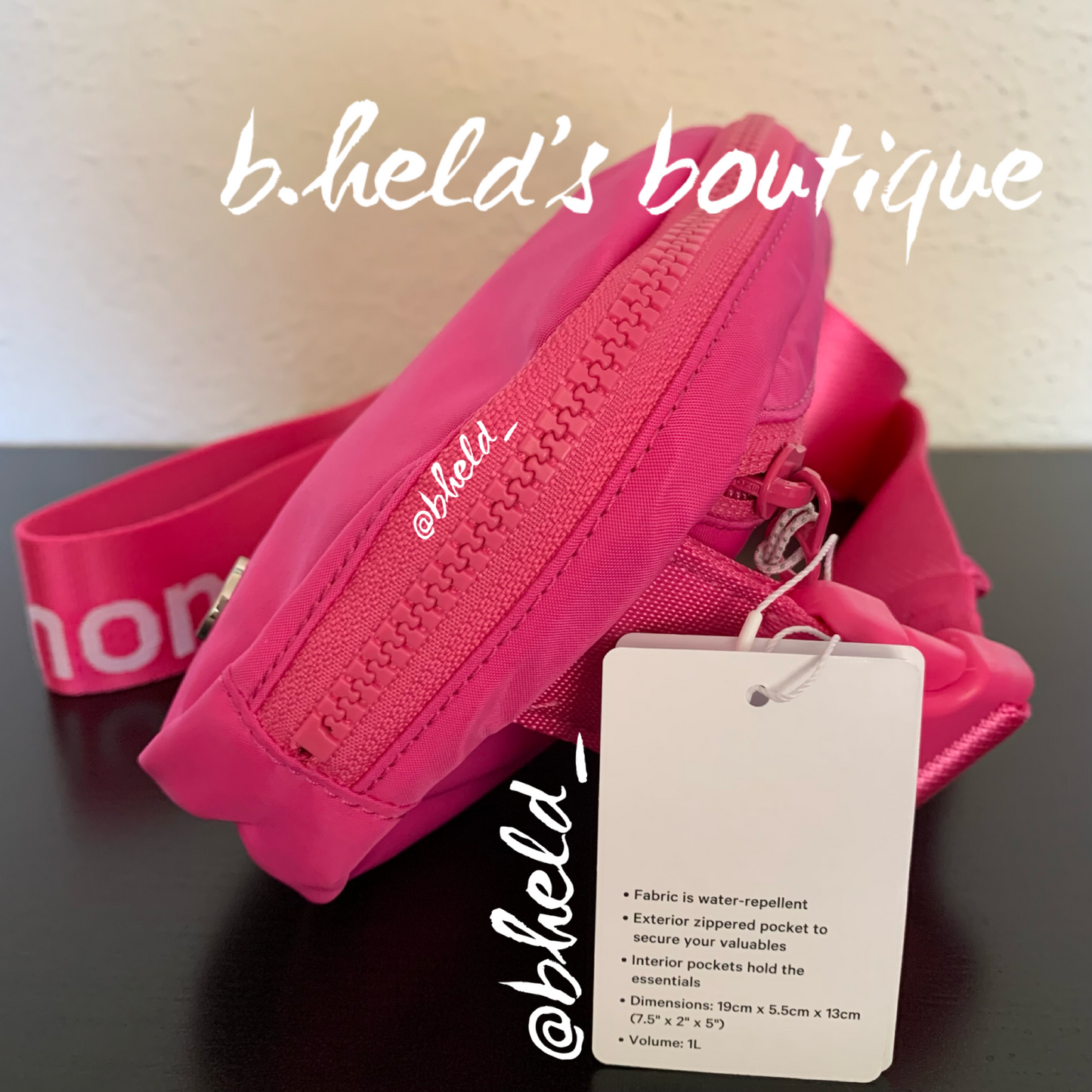 lululemon Everywhere Belt Bag *Wordmark (1 L) in Sonic Pink/White, One Size