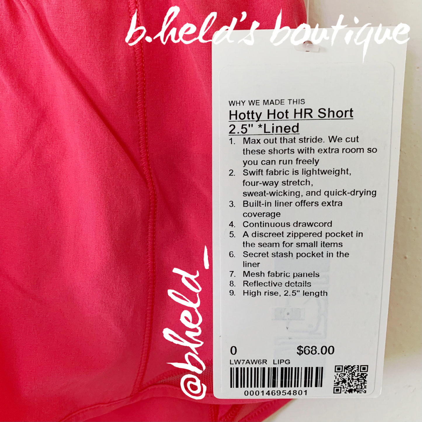 lululemon Hotty Hot High-Rise Lined Short 2.5" in Lip Gloss, Size 0