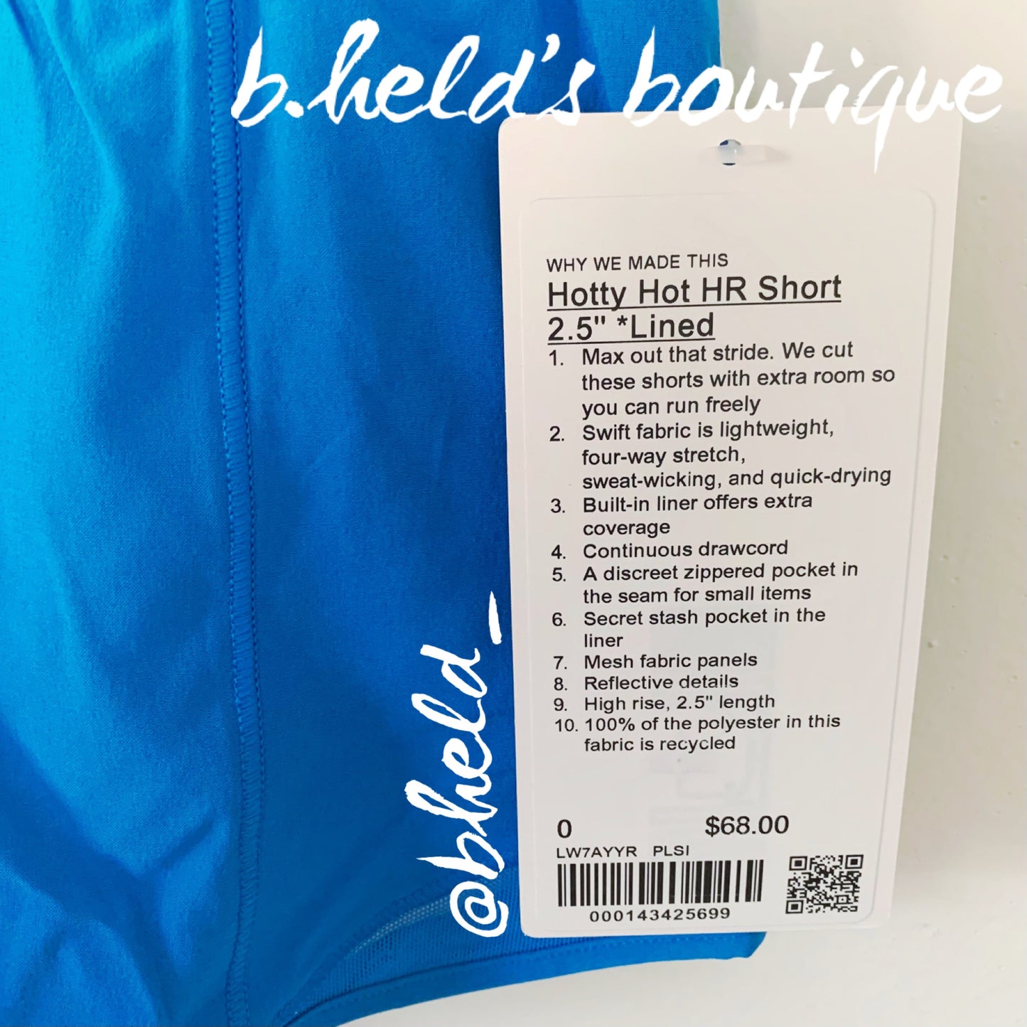 lululemon Hotty Hot High-Rise Lined Short 2.5" in Poolside, Size 0