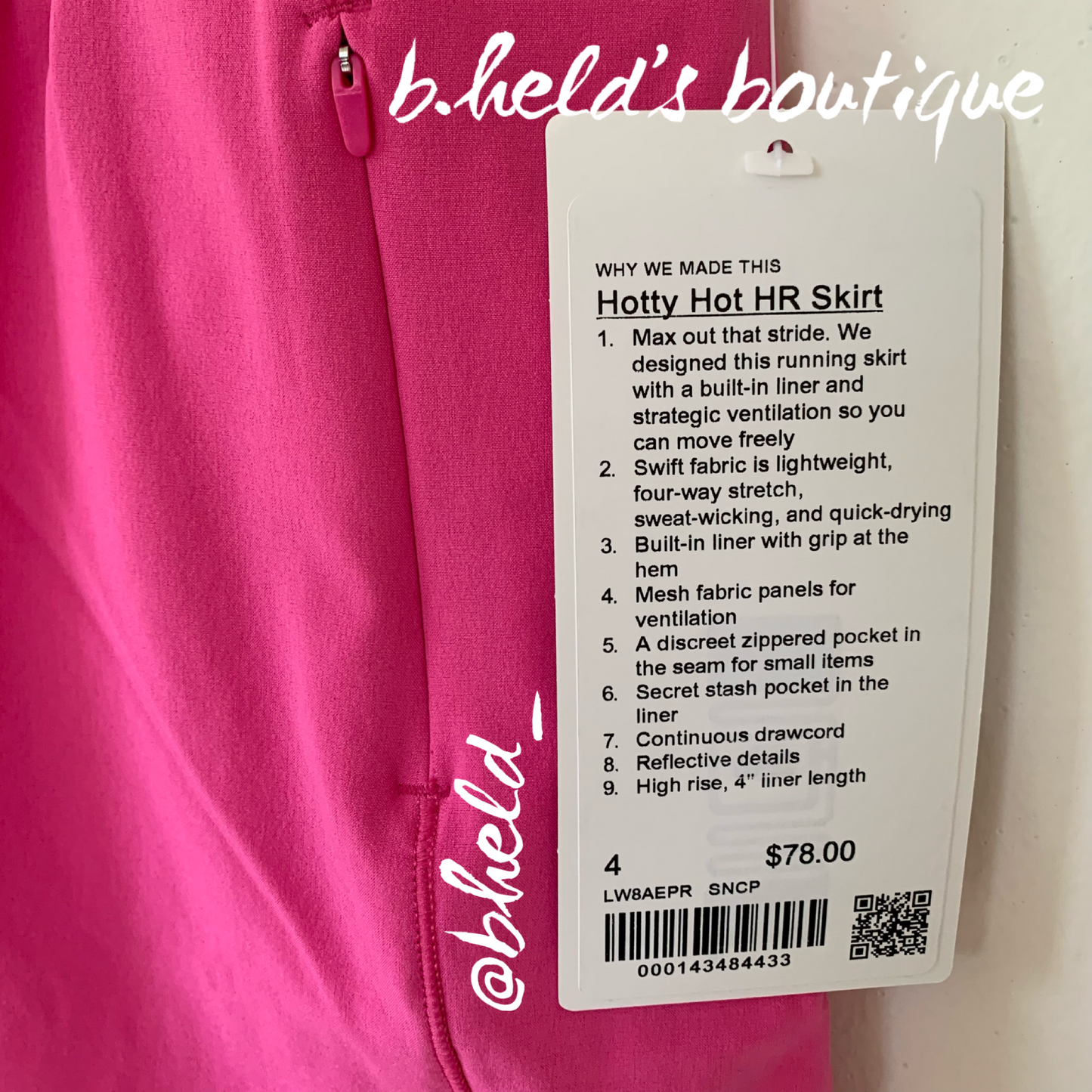 lululemon Hotty Hot High-Rise Skirt in Sonic Pink, Size 4