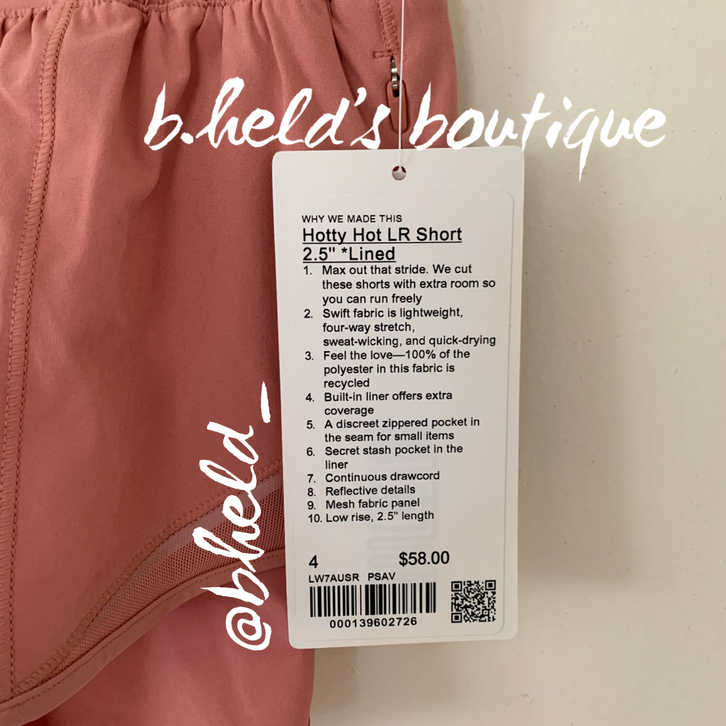lululemon Hotty Hot Low-Rise Lined Short 2.5" in Pink Savannah, Size 4