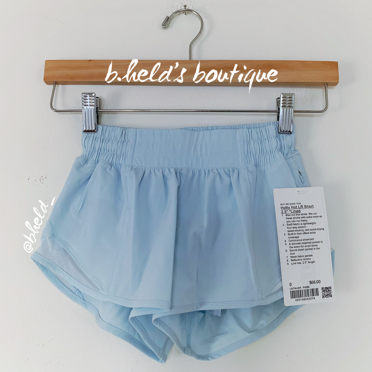 lululemon Hotty Hot Low-Rise Lined Short 2.5" in Powder Blue, Size 0