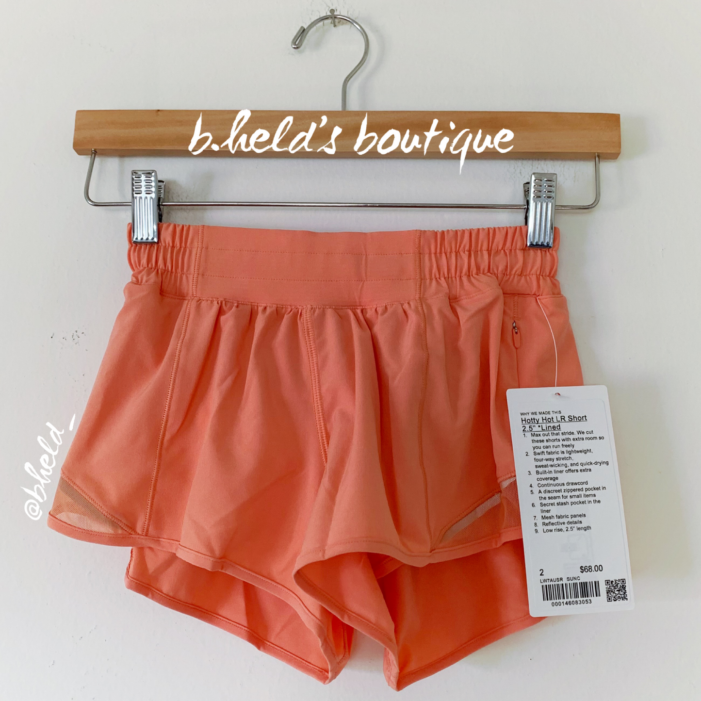 lululemon Hotty Hot Low-Rise Lined Short 2.5" in Sunny Coral, Size 2
