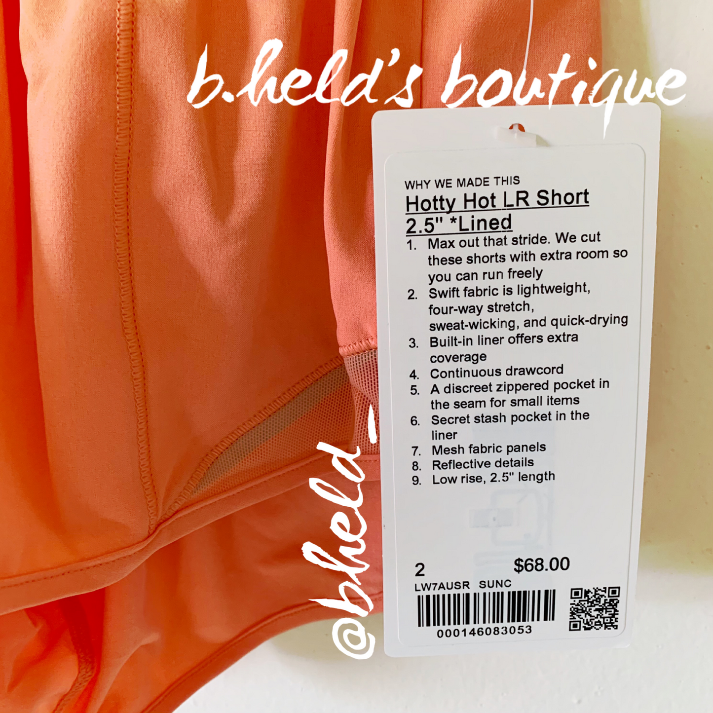 lululemon Hotty Hot Low-Rise Lined Short 2.5" in Sunny Coral, Size 2