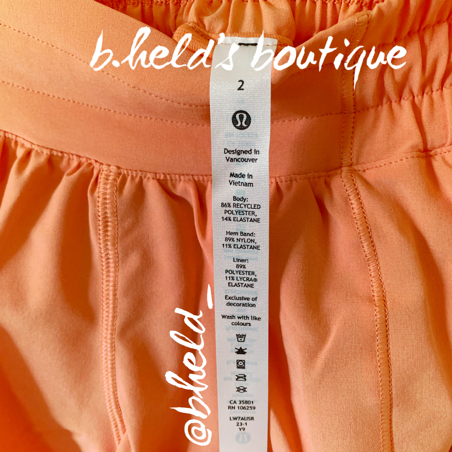 lululemon Hotty Hot Low-Rise Lined Short 2.5" in Sunny Coral, Size 2