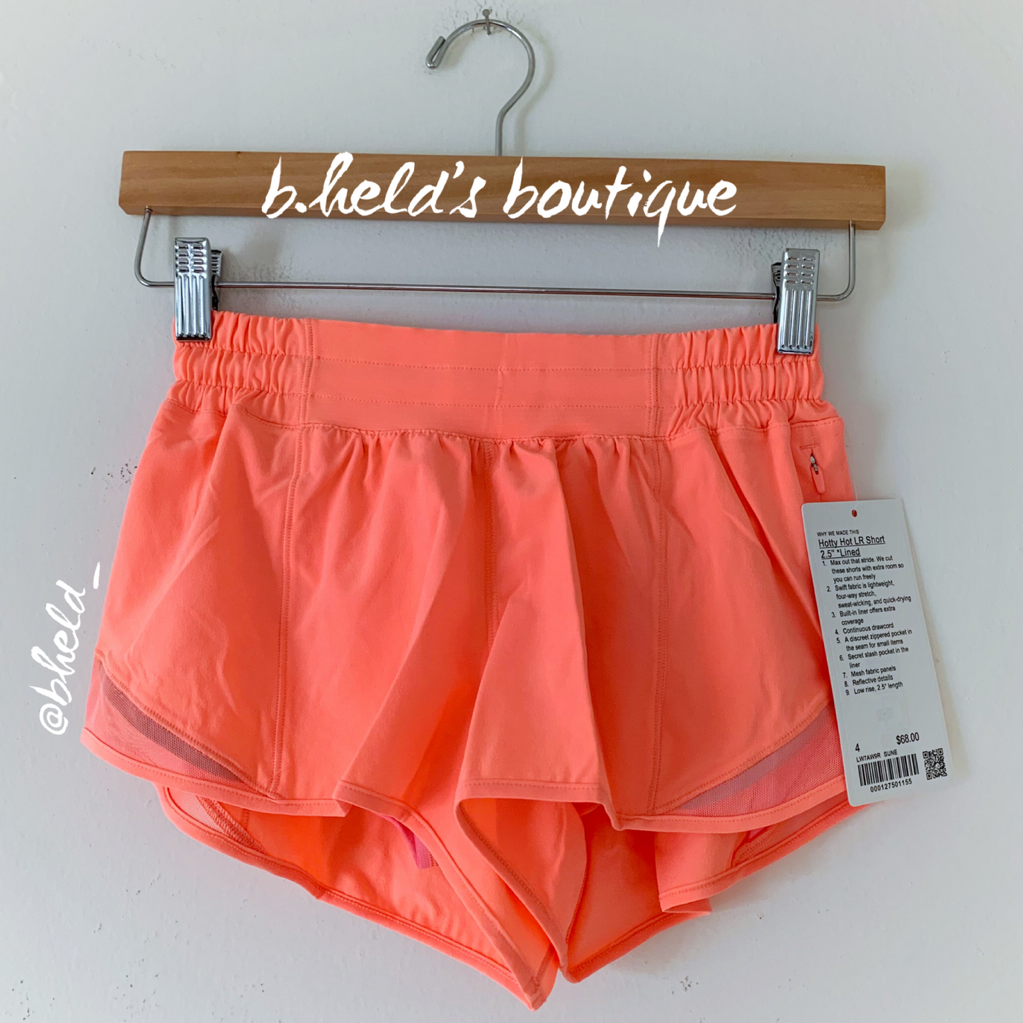 lululemon Hotty Hot Low-Rise Lined Short 2.5" in Sunset, Size 4