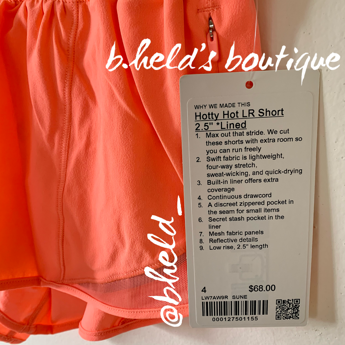lululemon Hotty Hot Low-Rise Lined Short 2.5" in Sunset, Size 4