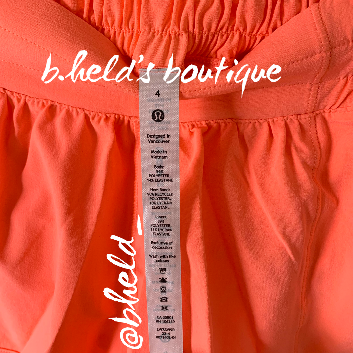lululemon Hotty Hot Low-Rise Lined Short 2.5" in Sunset, Size 4