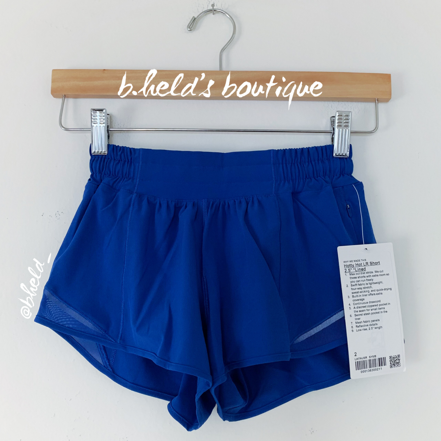 lululemon Hotty Hot Low-Rise Lined Short 2.5" in Symphony Blue, Size 2
