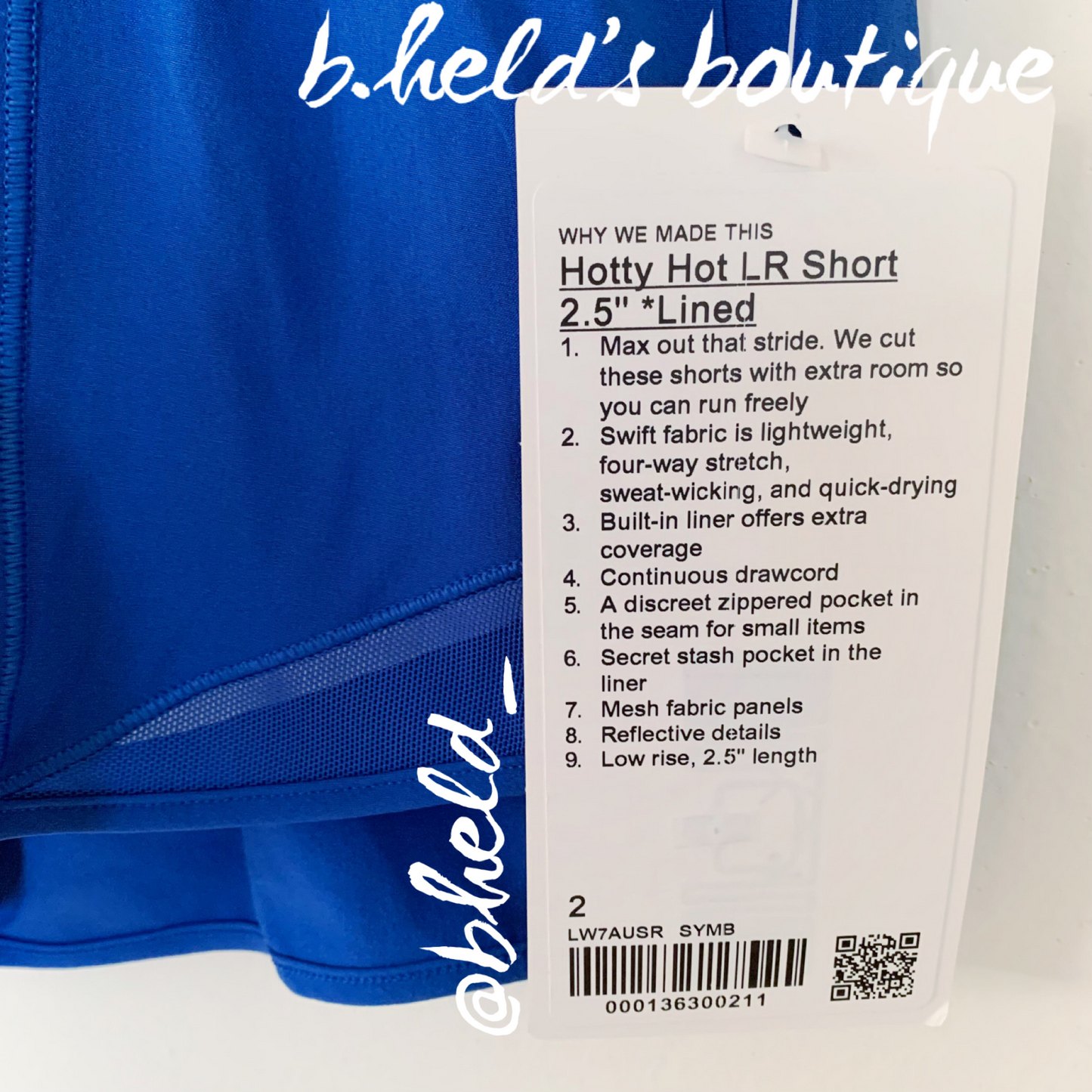 lululemon Hotty Hot Low-Rise Lined Short 2.5" in Symphony Blue, Size 2