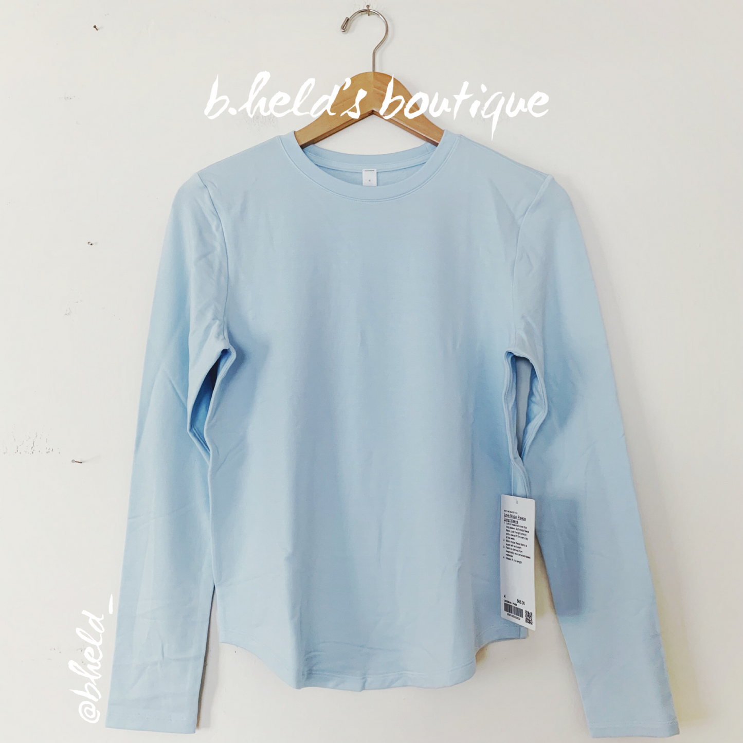 lululemon Love Modal Fleece Long Sleeve Shirt in Powder Blue, Size 4