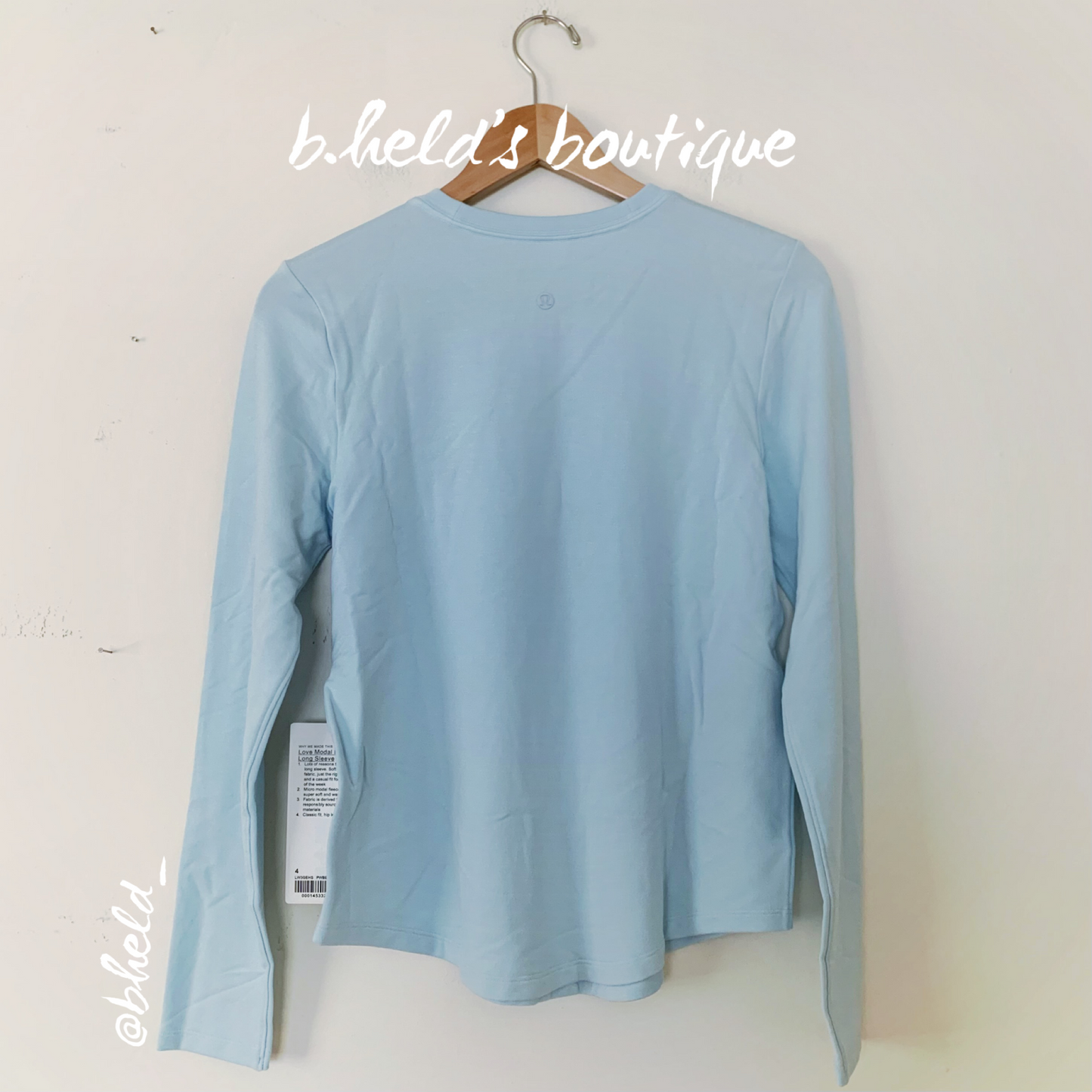 lululemon Love Modal Fleece Long Sleeve Shirt in Powder Blue, Size 4