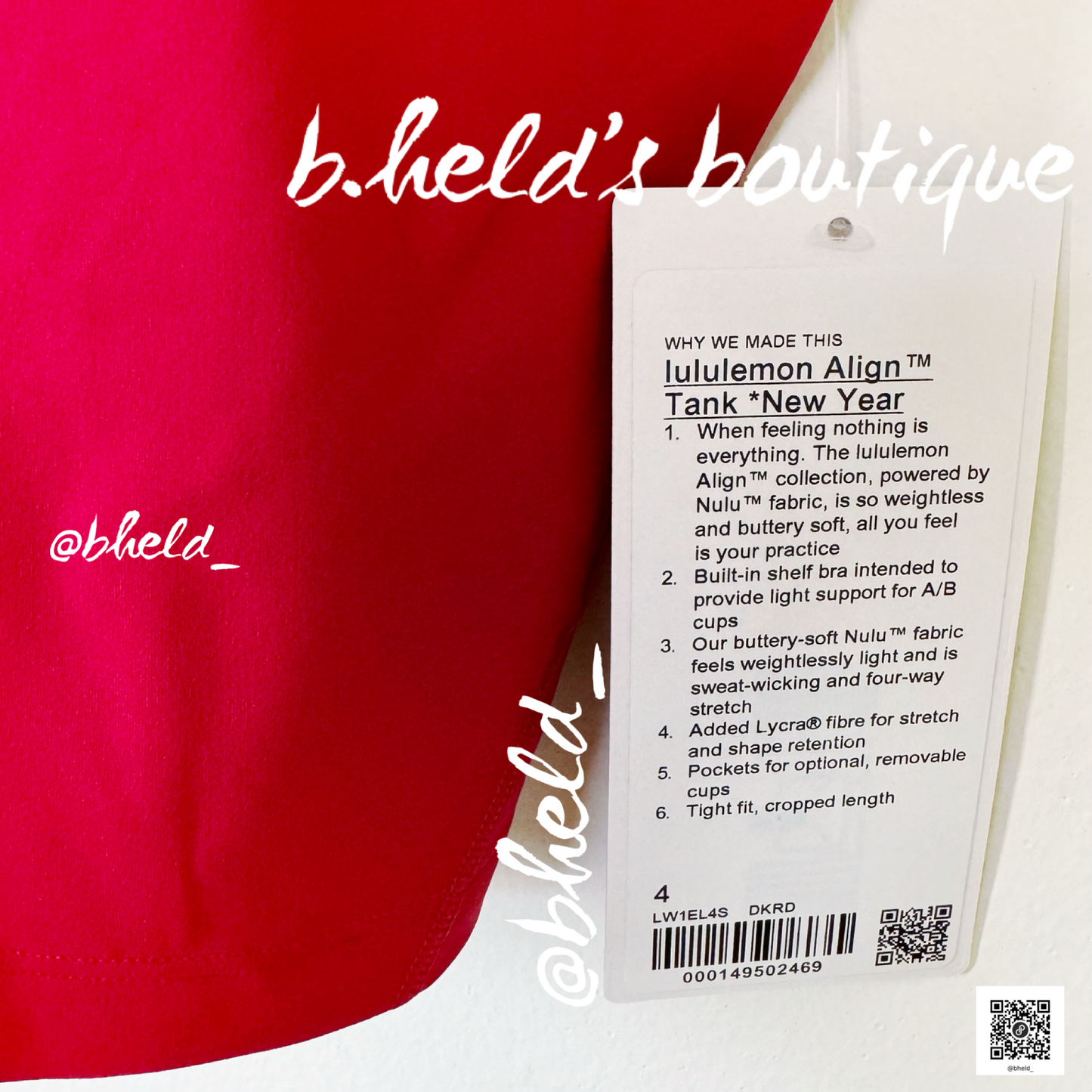 lululemon Lunar New Year Align Tank Top in Dark Red, Size 4