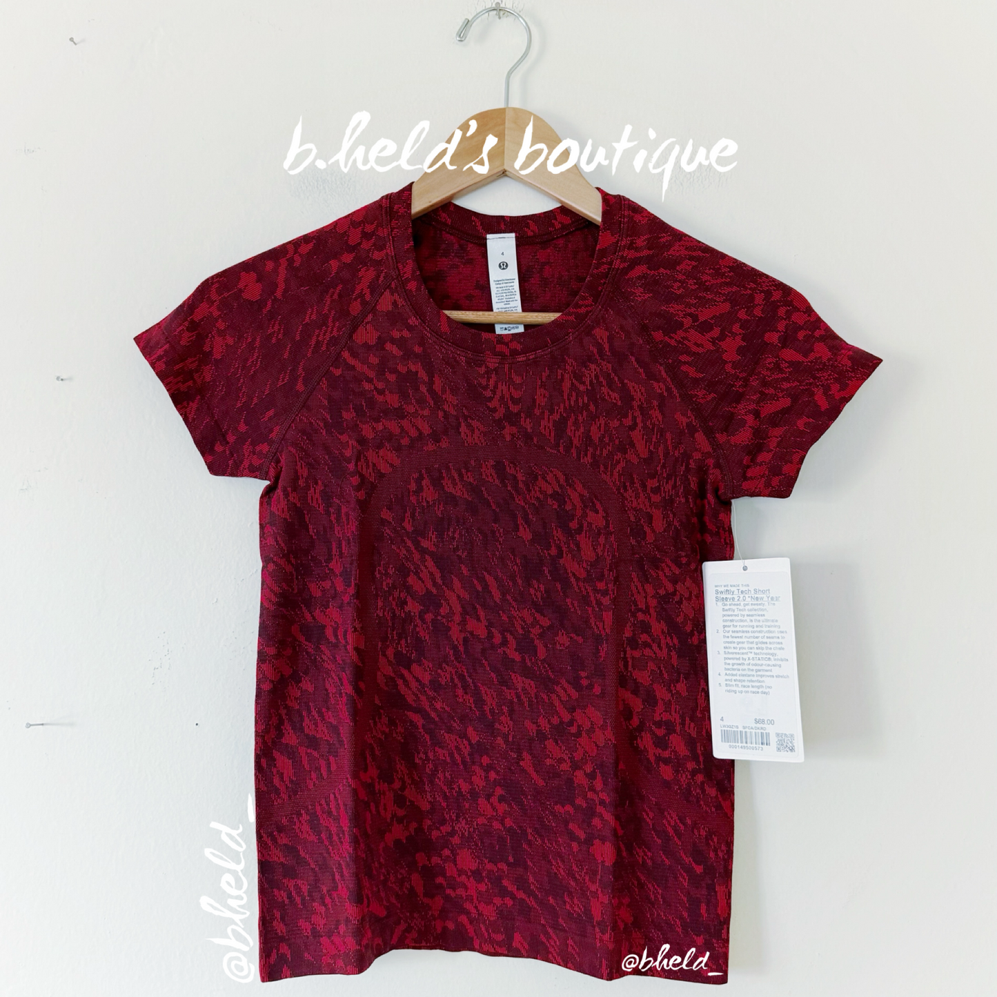 lululemon Lunar New Year Swiftly Tech Short Sleeve Shirt 2.0 *Race Length in Surface Shift Cassis/Dark Red, Size 4
