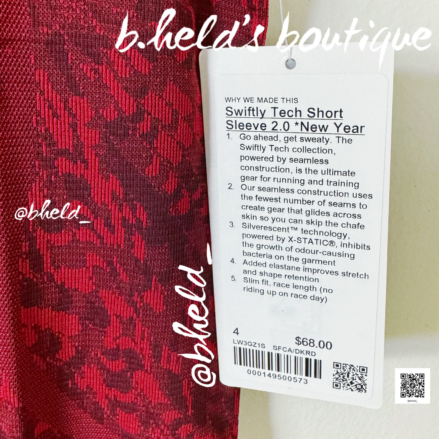 lululemon Lunar New Year Swiftly Tech Short Sleeve Shirt 2.0 *Race Length in Surface Shift Cassis/Dark Red, Size 4