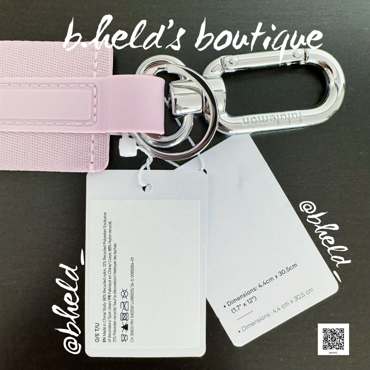 lululemon Never Lost Keychain (2023 Style) in Pink Peony/White Opal, One Size