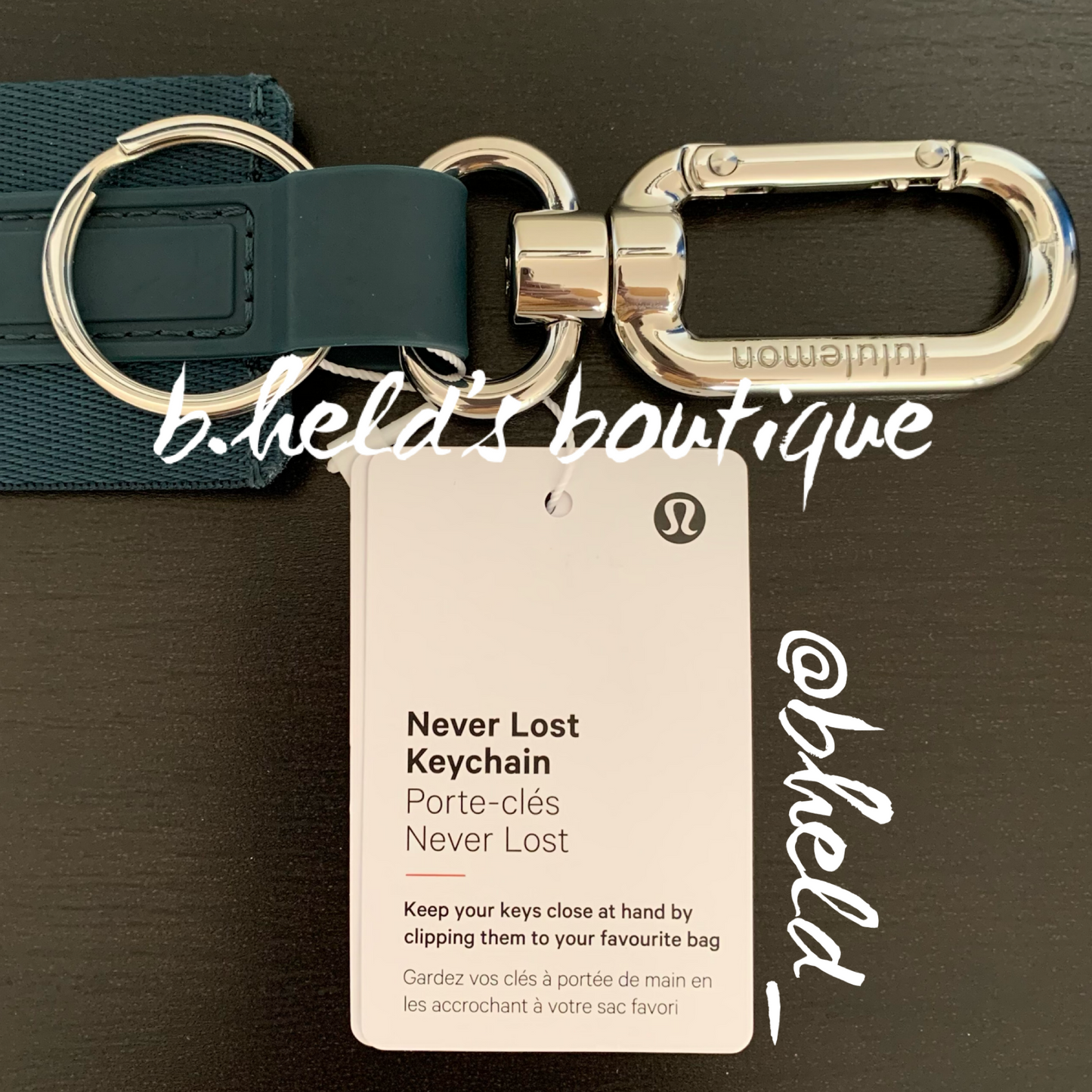 lululemon Never Lost Keychain (2023 Style) in Submarine/Utility Blue, One Size